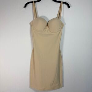 Victoria's Secret Nude Shaping Slip Dress 36A Underwire Push-up Padded Cupped